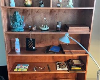Danish bookcase and large assortment of exotic items