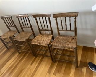 Four weaved seats on the chairs