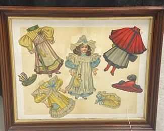 Paper Doll Shadow Box Picture- Walnut