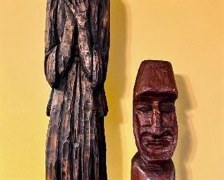 Wood carved statues