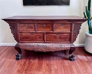 Antique Asian Mahogany Temple Chest  (Was appraised by Antiques Roadshow)