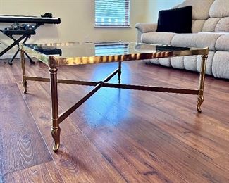 Brass Coffee Table With Smokey Glass Top 