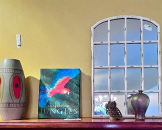 Pottery, Signed, Glass, Mirrored window, Book and Owl