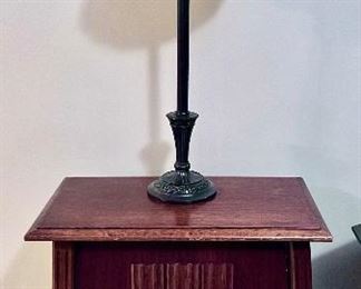 Antique table and Tiffany style lamp