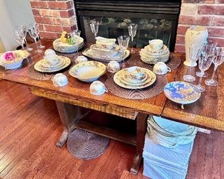 Vintage china set and vintage table