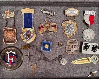 Vintage German war metals, jewelry, Car emblem etc