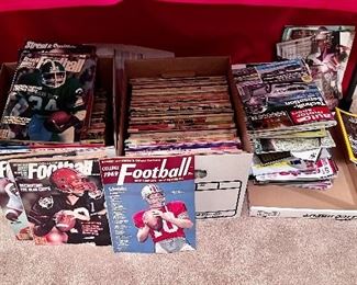 Vintage college football magazines and car magazines