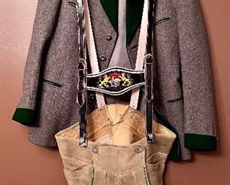 Vintage Austrian lederhosen and coat