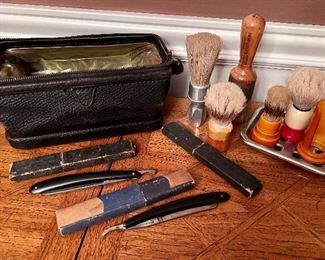 Vintage shaving brushes and razors