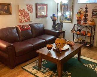 Ashley Furniture Leather Couch and End Tables 