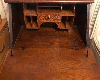Interior of oak desk