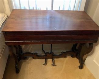 Pump organ with lid closed (37”L, 18.5”D, 28.5”H)