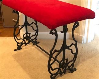 Small bench with cast iron base by Sterling Furniture Co. (24.5”L, 12”D, 17”H) Easy to recover