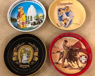 Vintage beer trays: Olympia, Grain Belt & Cruz Blanca