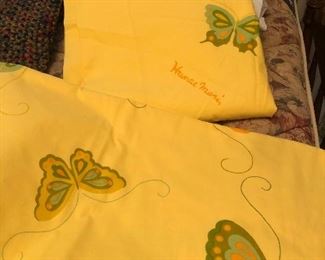 Queen size flat sheets with butterflies by Hanae Mori 