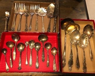 Silverplate serving pieces - forks & spoons