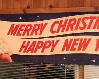Vintage paper advertising banner from grocery store - 22” x 74”. It’s double sided - the other side says “This year give food”.  
