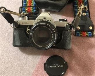 Vintage Pentax MX 35mm film camera with M 50mm/f1.7 lens + groovy strap - made in Japan, serial # 9440907
