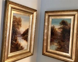 Pair of paintings on board  by Robert Bagge Scott (British 1849-1925), framed size 17” x 23”
