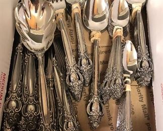 77 piece set of Lyon “Frontenac” stainless flatware (service for 12 with 24 teaspoons)