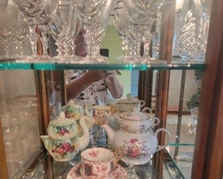Crystal Stemware & Tea Pot with Cupo Set