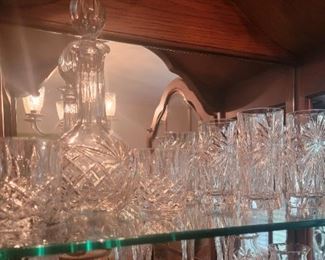 Crystal Decanter and Crystal Water Glasses
