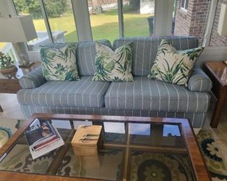 Sofa by Haverty and Wood a Glass Coffee Table  bu Drexel