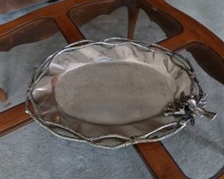 Pewter Platter with Bird Nest