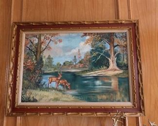 Vintage Deer Painting - by G. Rylander