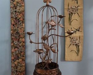 Brass Bird House Statue - Vintage Tapestry Runners