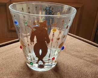 Set of 6 Culver Madri Gras Highboy Harlequin Glasses