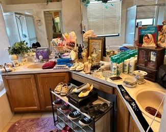 Bathroom toiletries, shoes, jewelry boxes, etc.