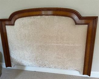 $790 King sized Nancy Corzine custom upholstered headboard. 86"w x 62.5"h floated on a french cleat x 35"d