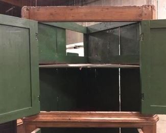 inside view - cabinet was photographed upside down. lower back has a place to run a cord to light the interior Dimensions and price are listed in the first photo description.