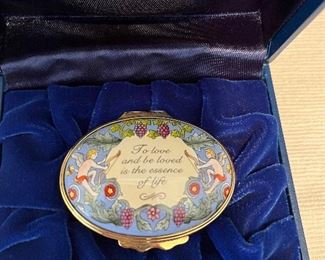 $36. Halcyon Days enamel and porcelain box.