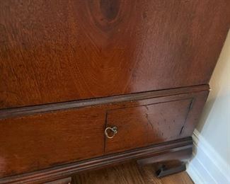 end view with door to a small storage area