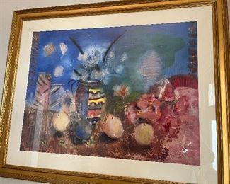$22 obo. Still life in gilded framed print. 37.75"w x 30.5'h, canvas is 12"h x 16"w