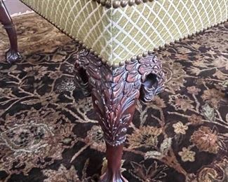 close up of the carved leg detailing