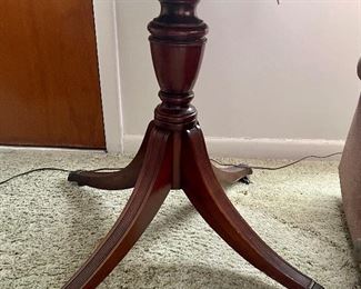 ANTIQUE LEATHER-TOP MAHOGANY DRUM TABLE