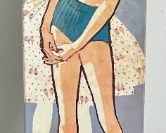 Vintage 1962 Midge Doll w Garden Party Dress, Wire Pedestal, No. 860