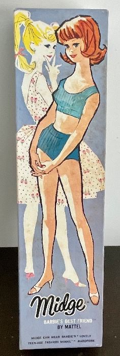 Vintage 1962 Midge Doll w Garden Party Dress, Wire Pedestal, No. 860