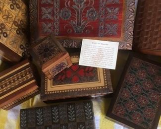 Polish carved wooden box collection