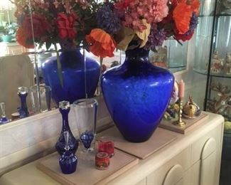 Bleached oak buffet & Large Pilgrim glass vase'  BUFFET SOLD