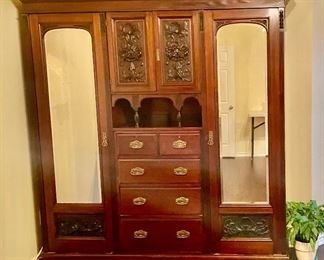 Beautiful Wardrobe with All Original Hardware, separates into 3 Parts and a Removeable  Crown Moulding