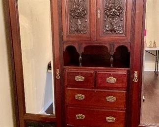 Beautiful Wardrobe with All Original Hardware, separates into 3 Parts and a Removeable  Crown Moulding