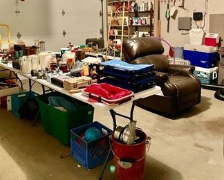 Garage--tools, coolers, storage cabinets, medical supplies, storage items