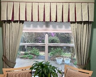 Drapes and Valance for sale. Painted Pitcher with Matching Bowl