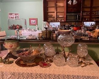 Assortment of Rose Bowls with Brass Stands