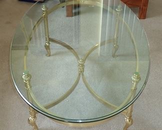 GLASS AND BRASS COFFEE TABLE