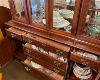 American Drew 2 piece China Cabinet (lighted)      5 drawer 2 cabinets                                                                                           62"W 19.25"D 88"T                                                                                            $300.00